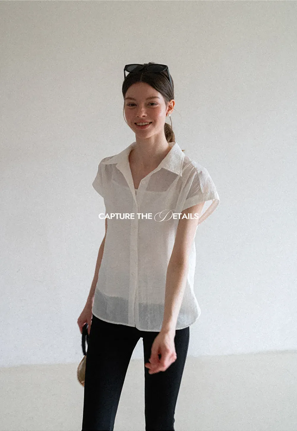 Short Sleeve Button Down Shirt with Braided Belt Detail