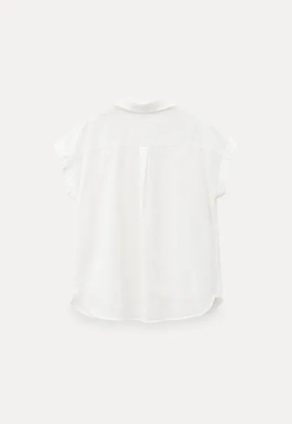 Short Sleeve Button Down Shirt with Braided Belt Detail