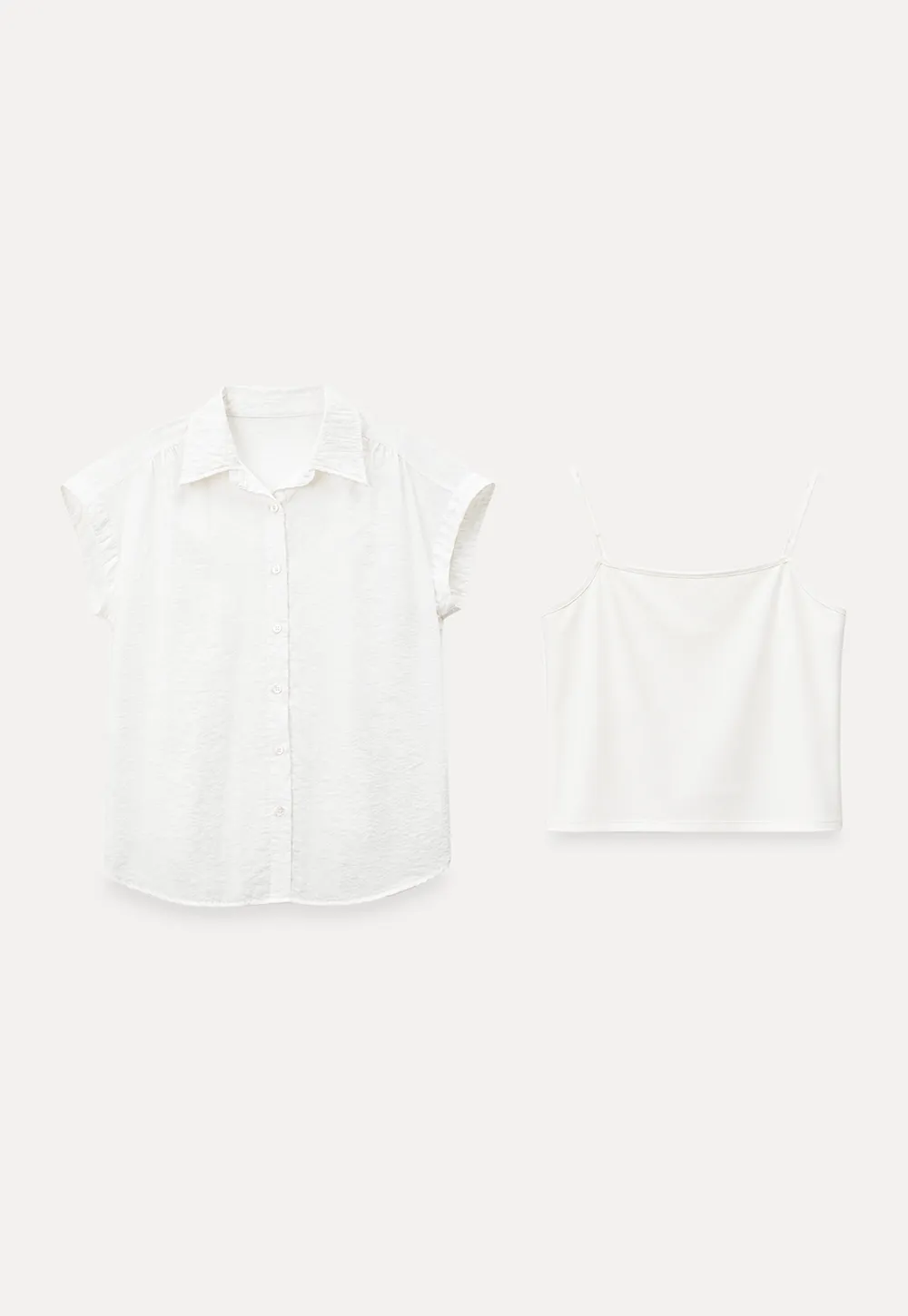 Short Sleeve Button Down Shirt with Braided Belt Detail