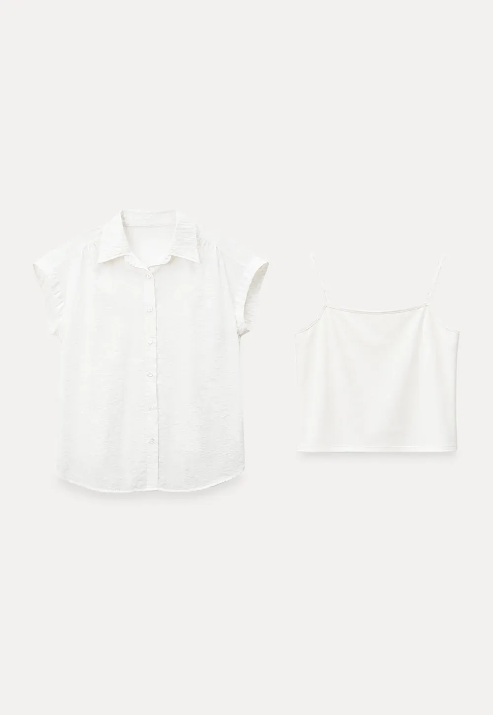 Short Sleeve Button Down Shirt with Braided Belt Detail