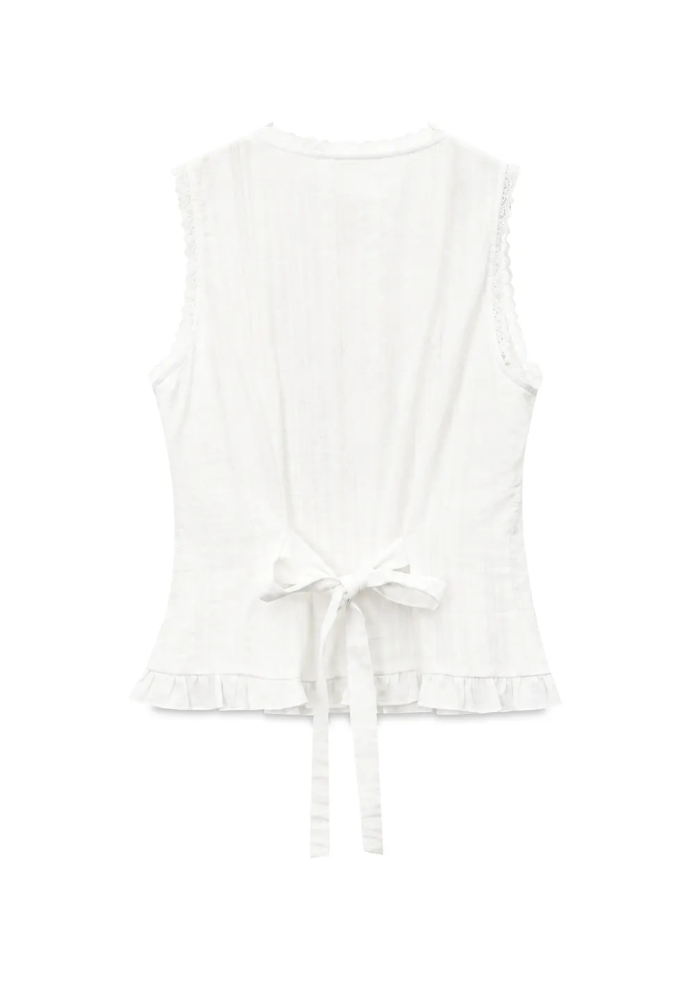 Lace Trim V Neck Sleeveless Shirt