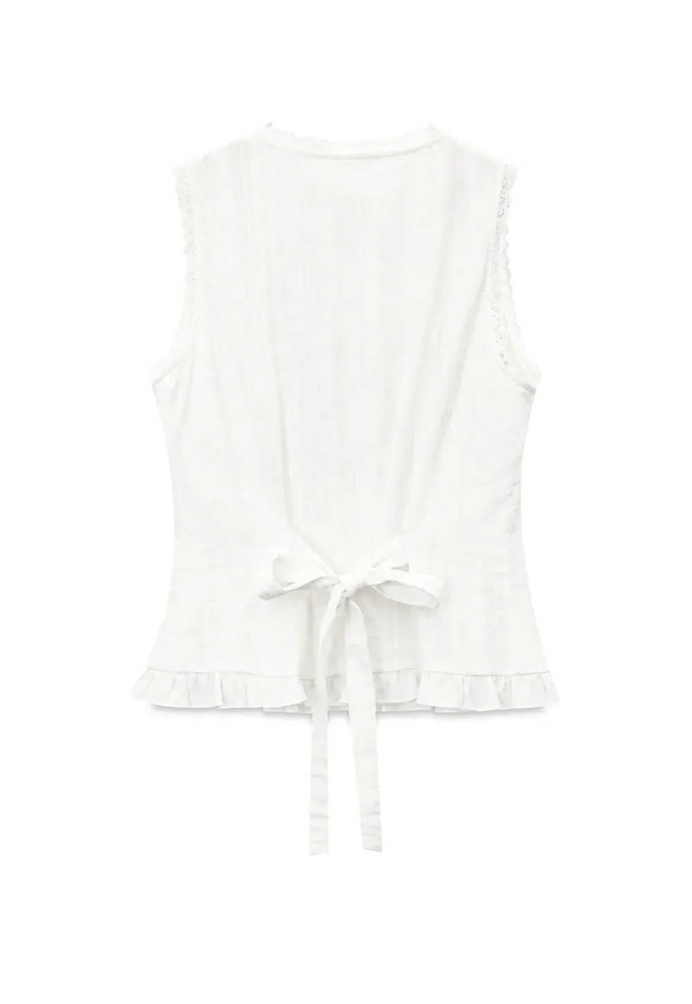 Lace Trim V Neck Sleeveless Shirt