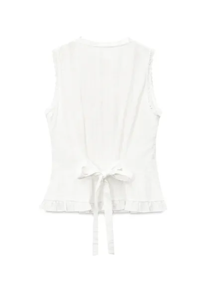 Lace Trim V Neck Sleeveless Shirt
