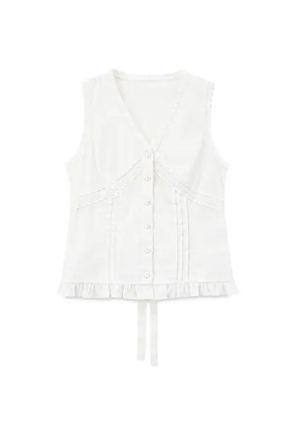 Lace Trim V Neck Sleeveless Shirt