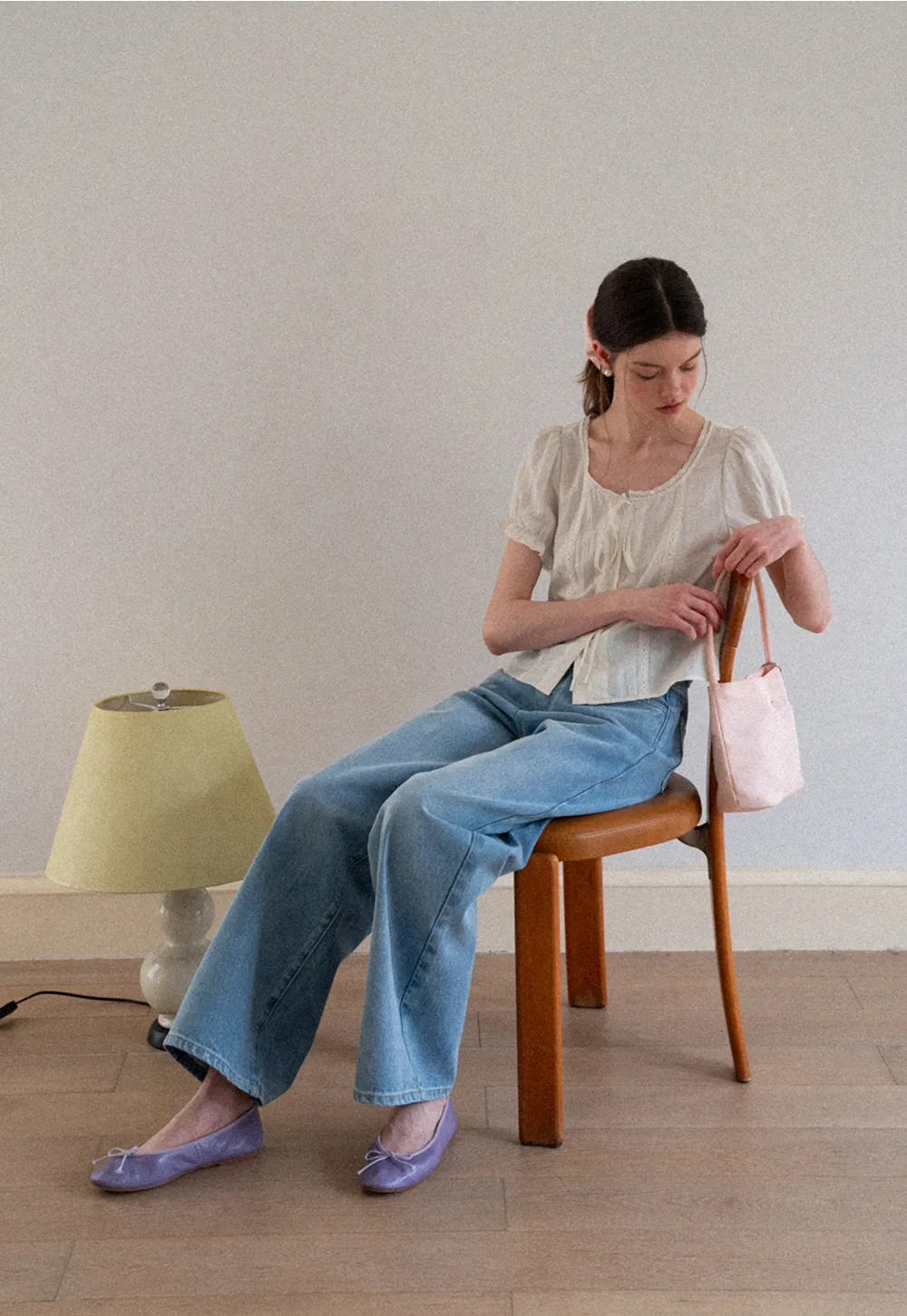 Puff Sleeve Ruffled Hem Shirt