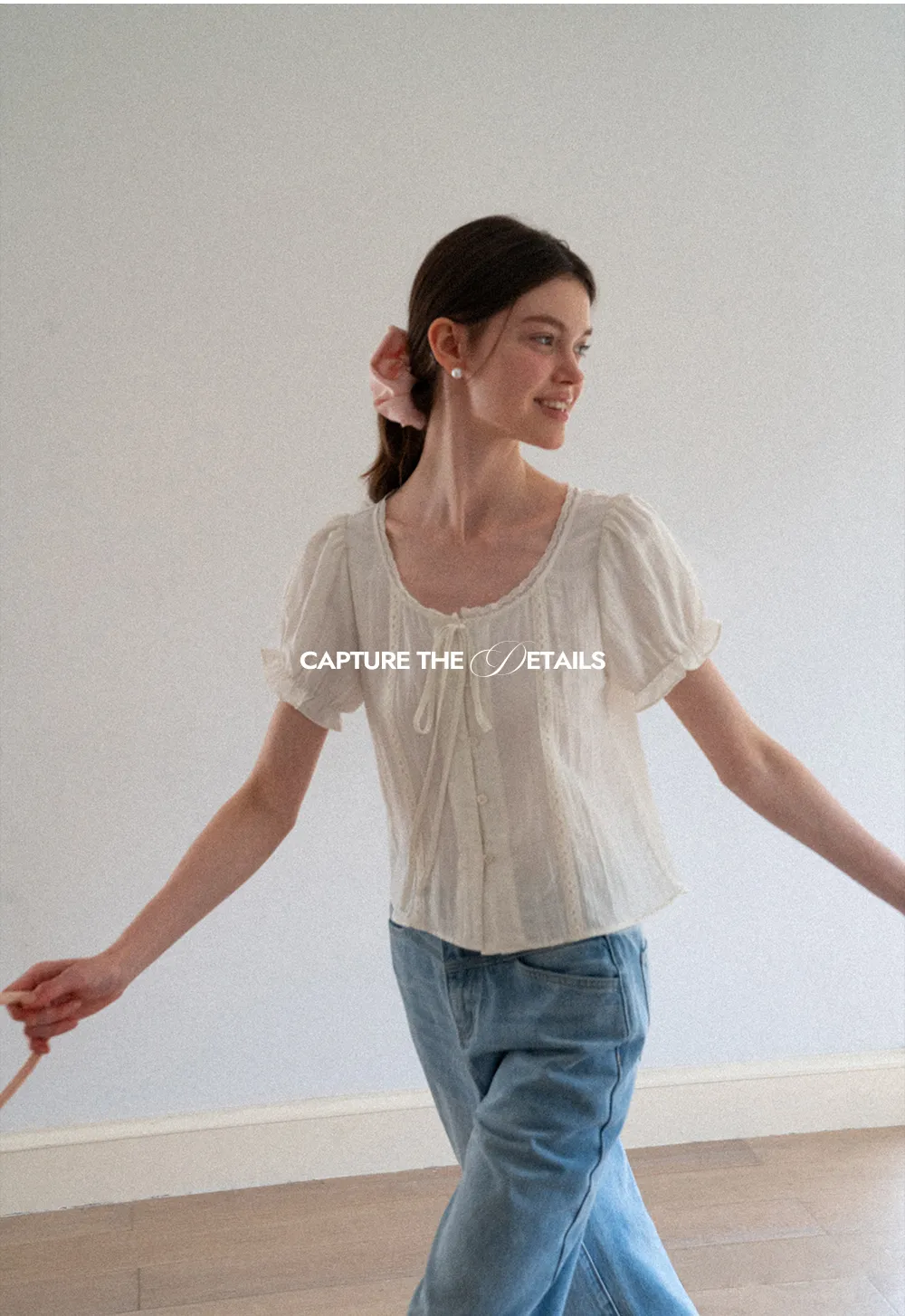 Puff Sleeve Ruffled Hem Shirt