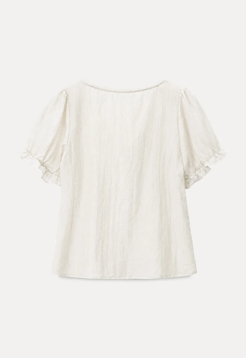 Puff Sleeve Ruffled Hem Shirt