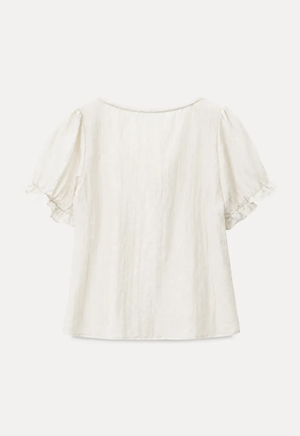 Puff Sleeve Ruffled Hem Shirt