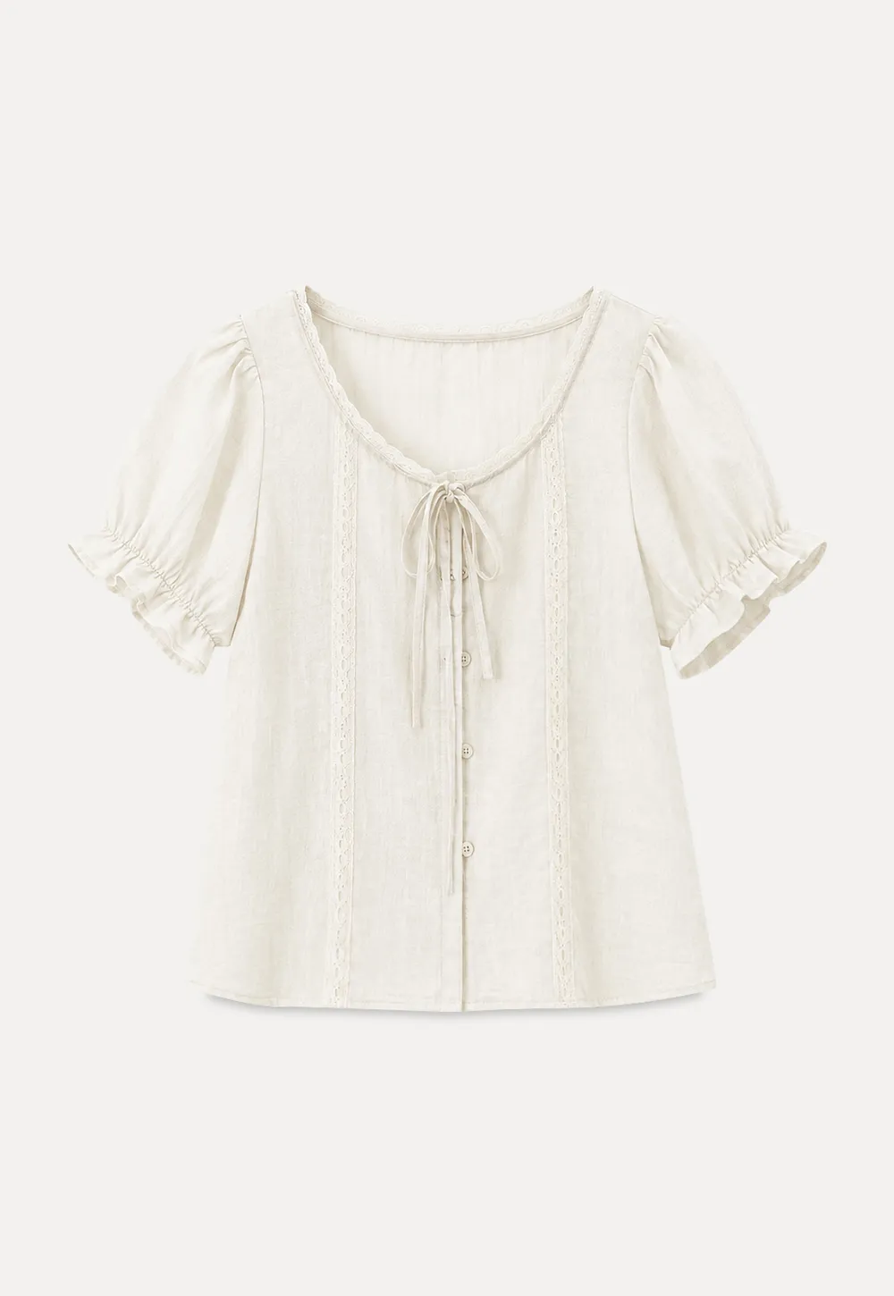 Puff Sleeve Ruffled Hem Shirt