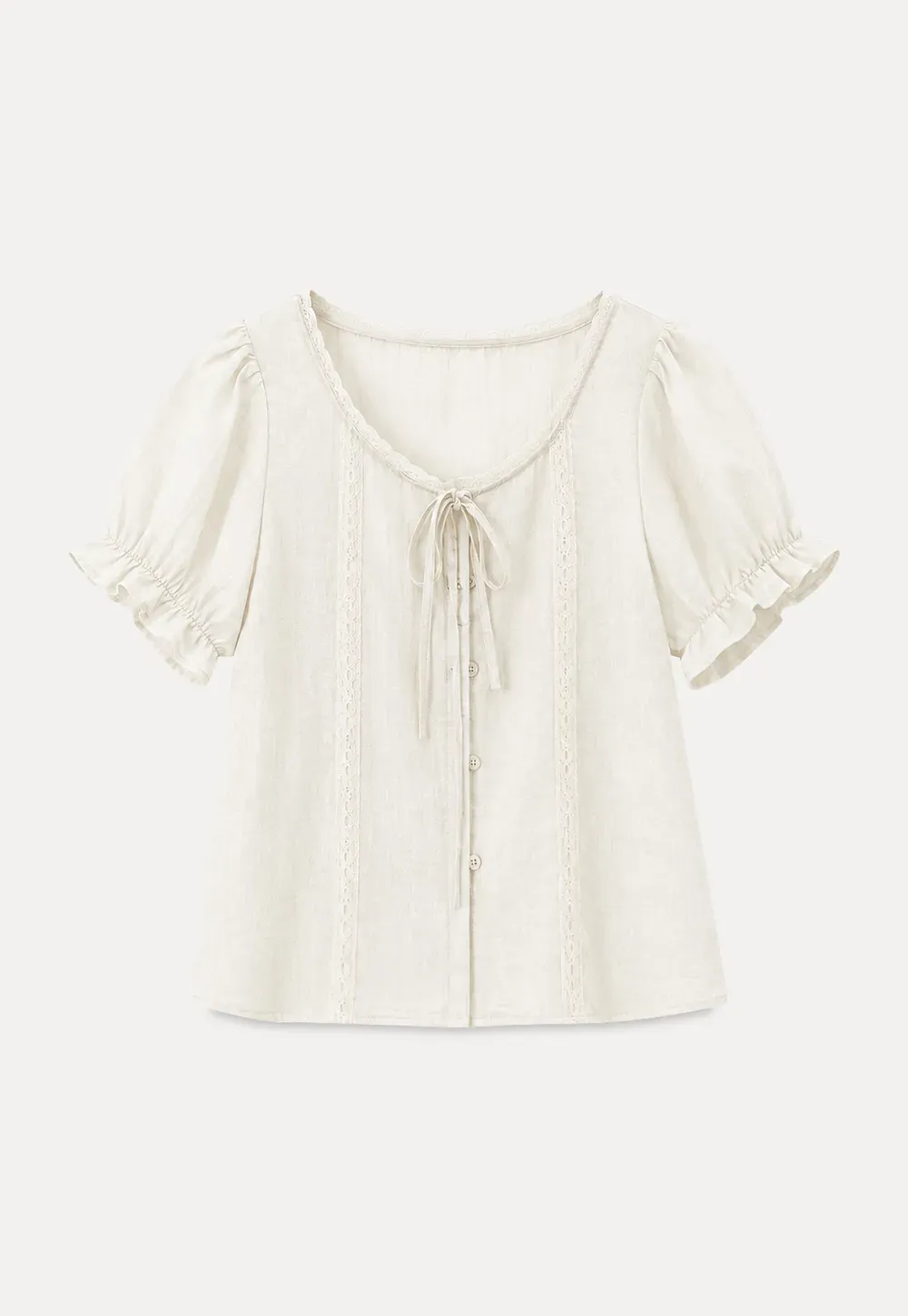 Puff Sleeve Ruffled Hem Shirt