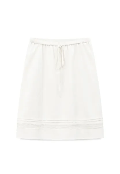 Pleated Collar Short Sleeve Shirt And High Waist Drawstring Skirt Set