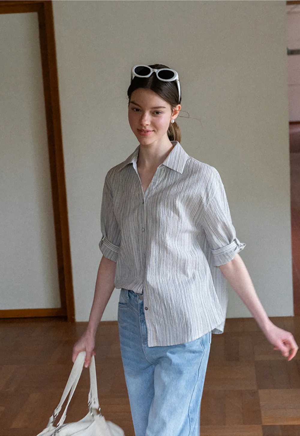 Striped Relaxed Fit Button Down Shirt