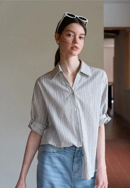 Striped Relaxed Fit Button Down Shirt