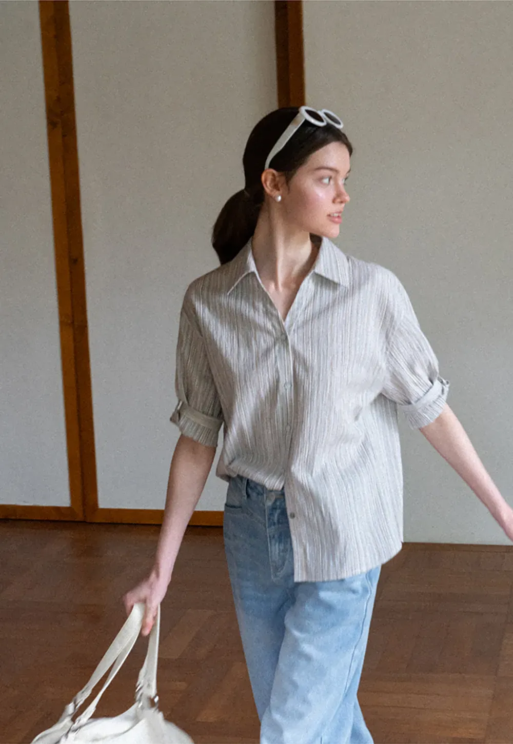 Striped Relaxed Fit Button Down Shirt