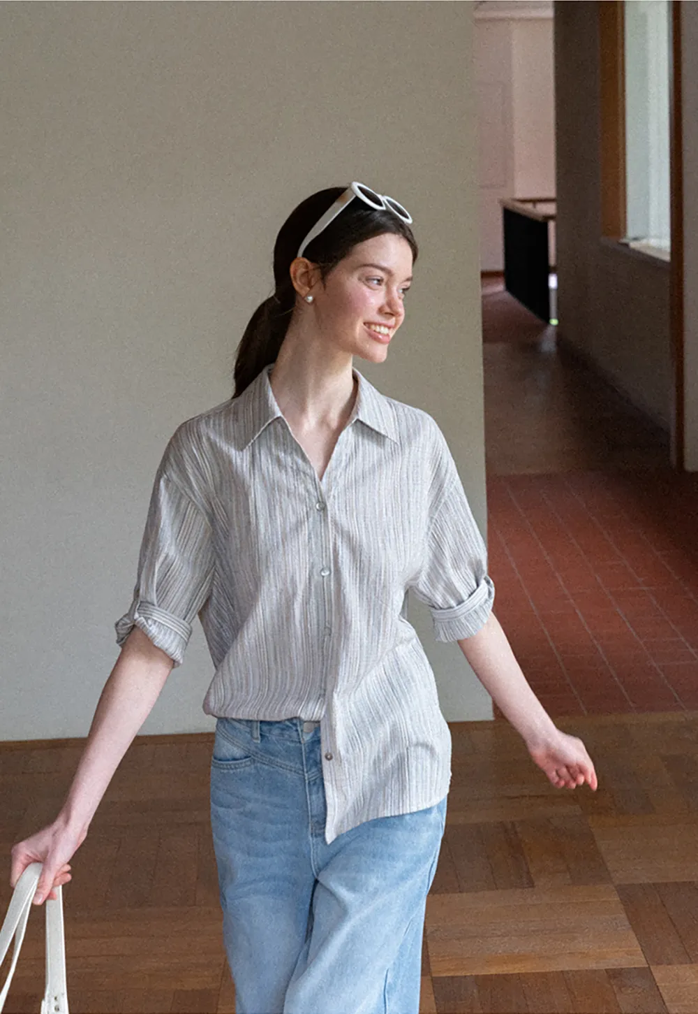 Striped Relaxed Fit Button Down Shirt