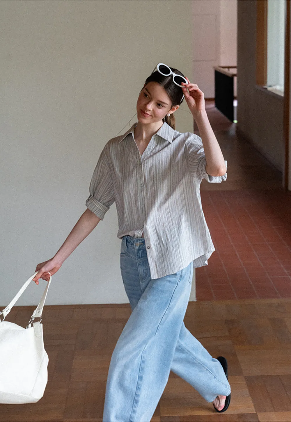 Striped Relaxed Fit Button Down Shirt