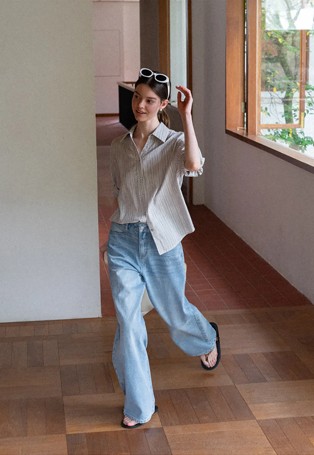 Striped Relaxed Fit Button Down Shirt