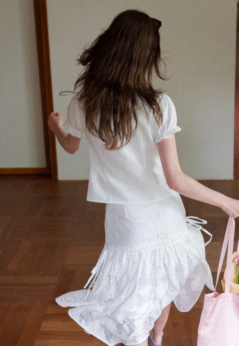V Neck Drawstring Detail Short Sleeve Shirt
