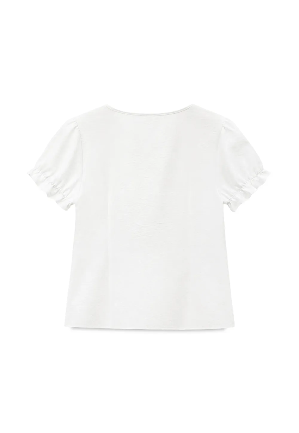 V Neck Drawstring Detail Short Sleeve Shirt