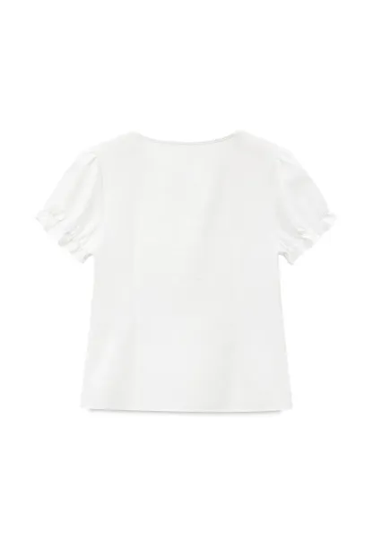 V Neck Drawstring Detail Short Sleeve Shirt