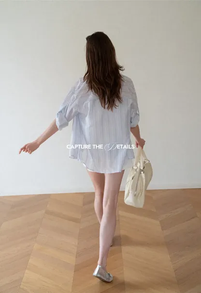 Oversized Striped Button Down Shirt