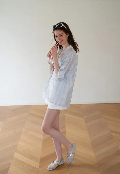 Oversized Striped Button Down Shirt