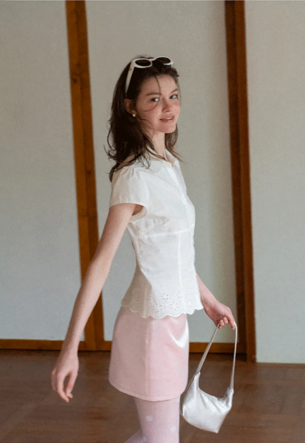 Lace Trimmed Button Down Shirt