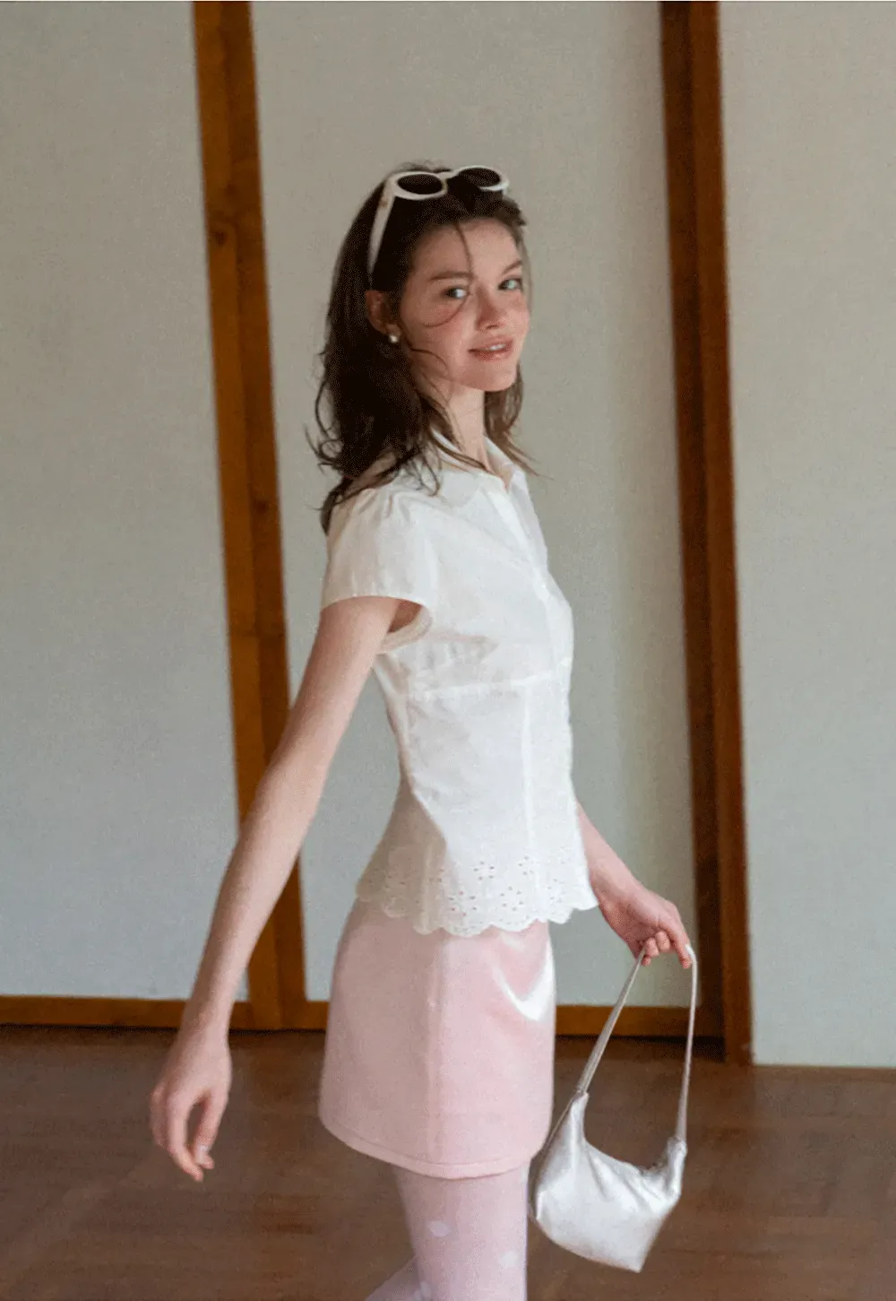 Lace Trimmed Button Down Shirt