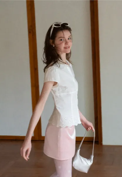 Lace Trimmed Button Down Shirt