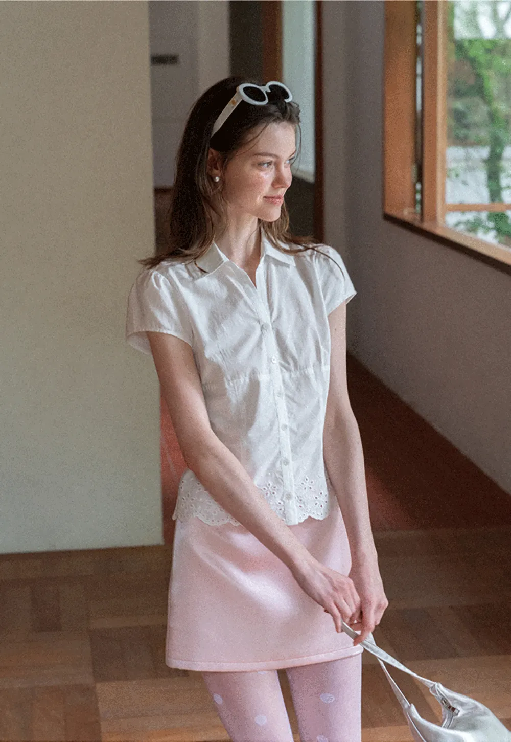 Lace Trimmed Button Down Shirt