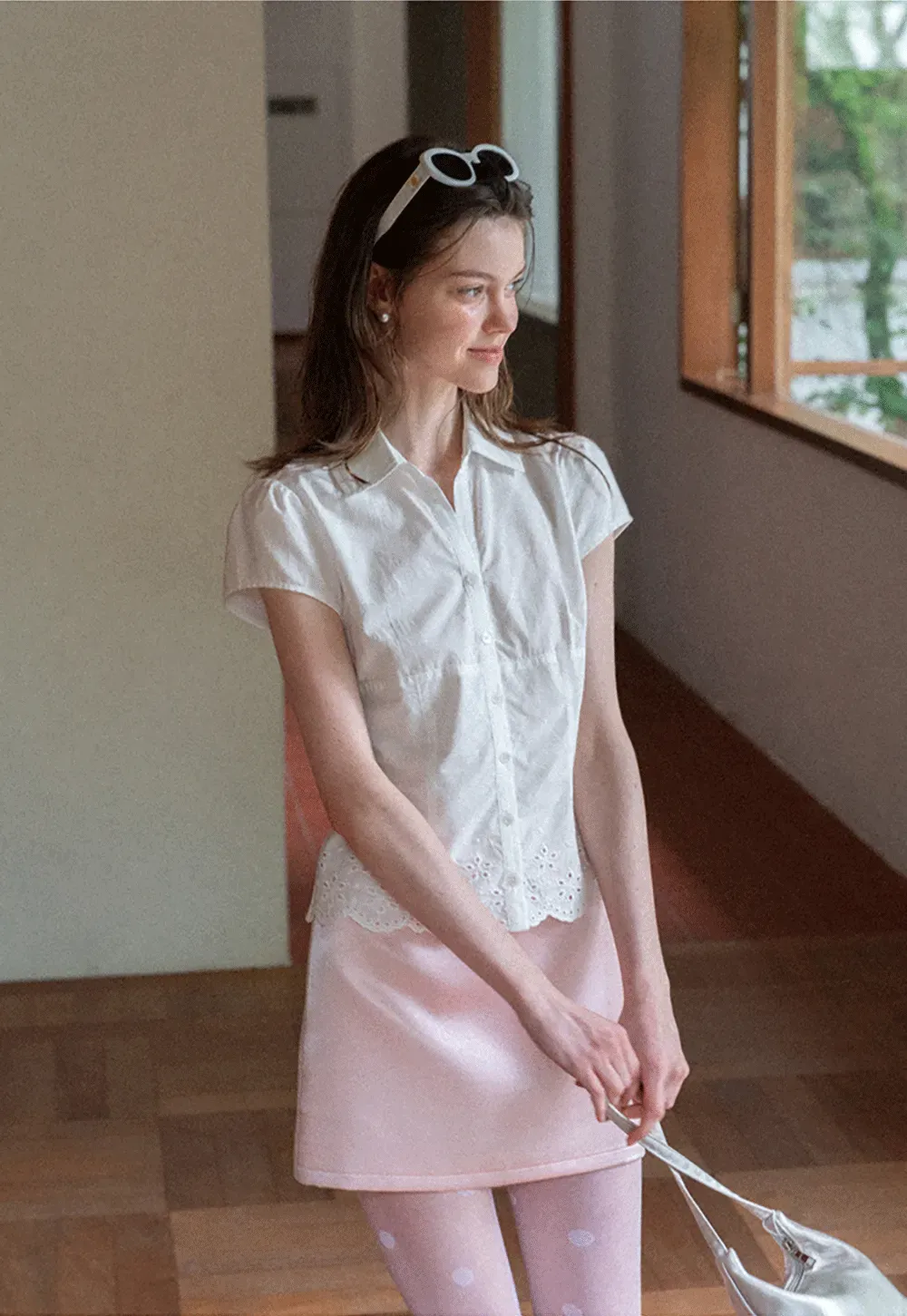 Lace Trimmed Button Down Shirt