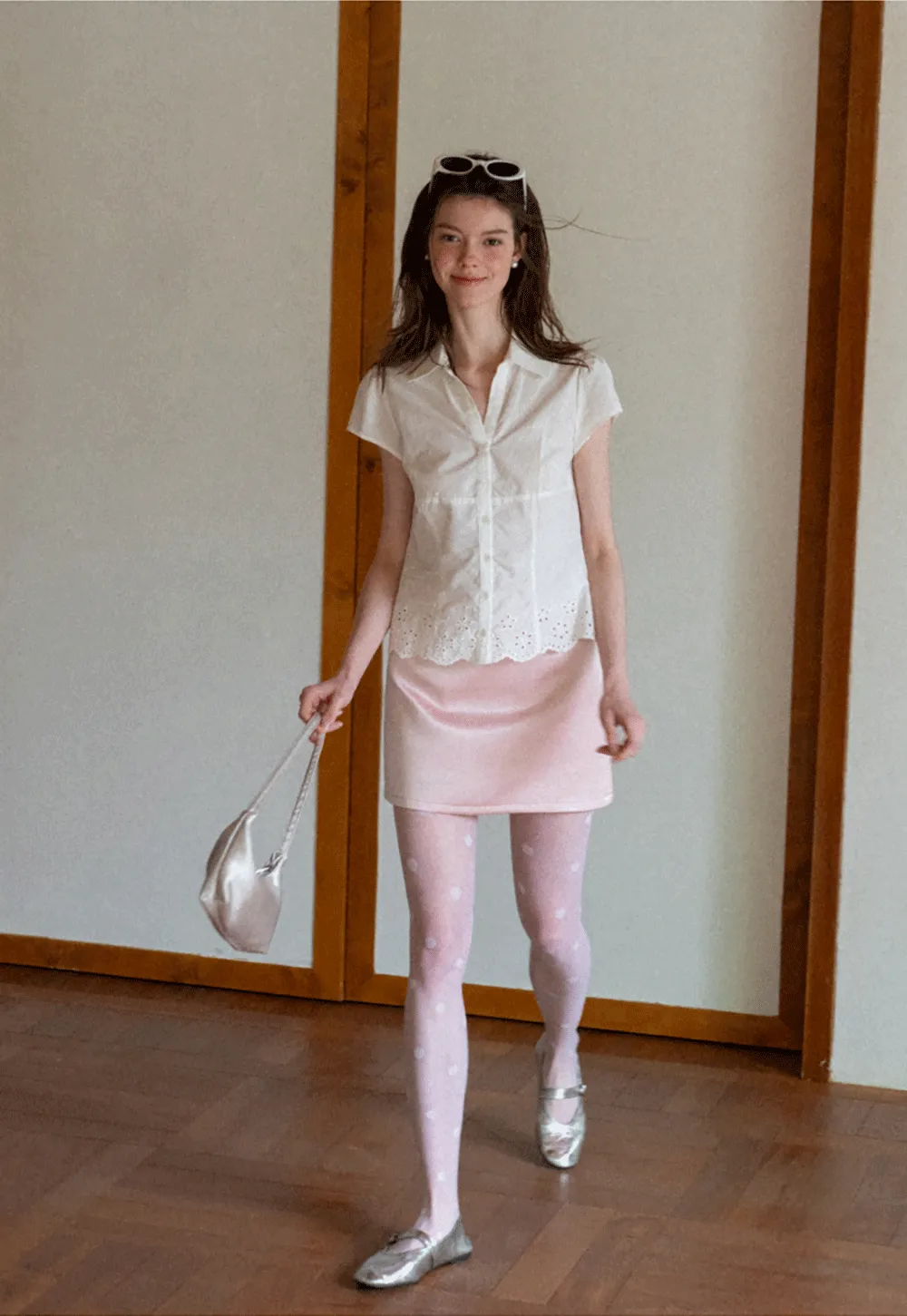 Lace Trimmed Button Down Shirt