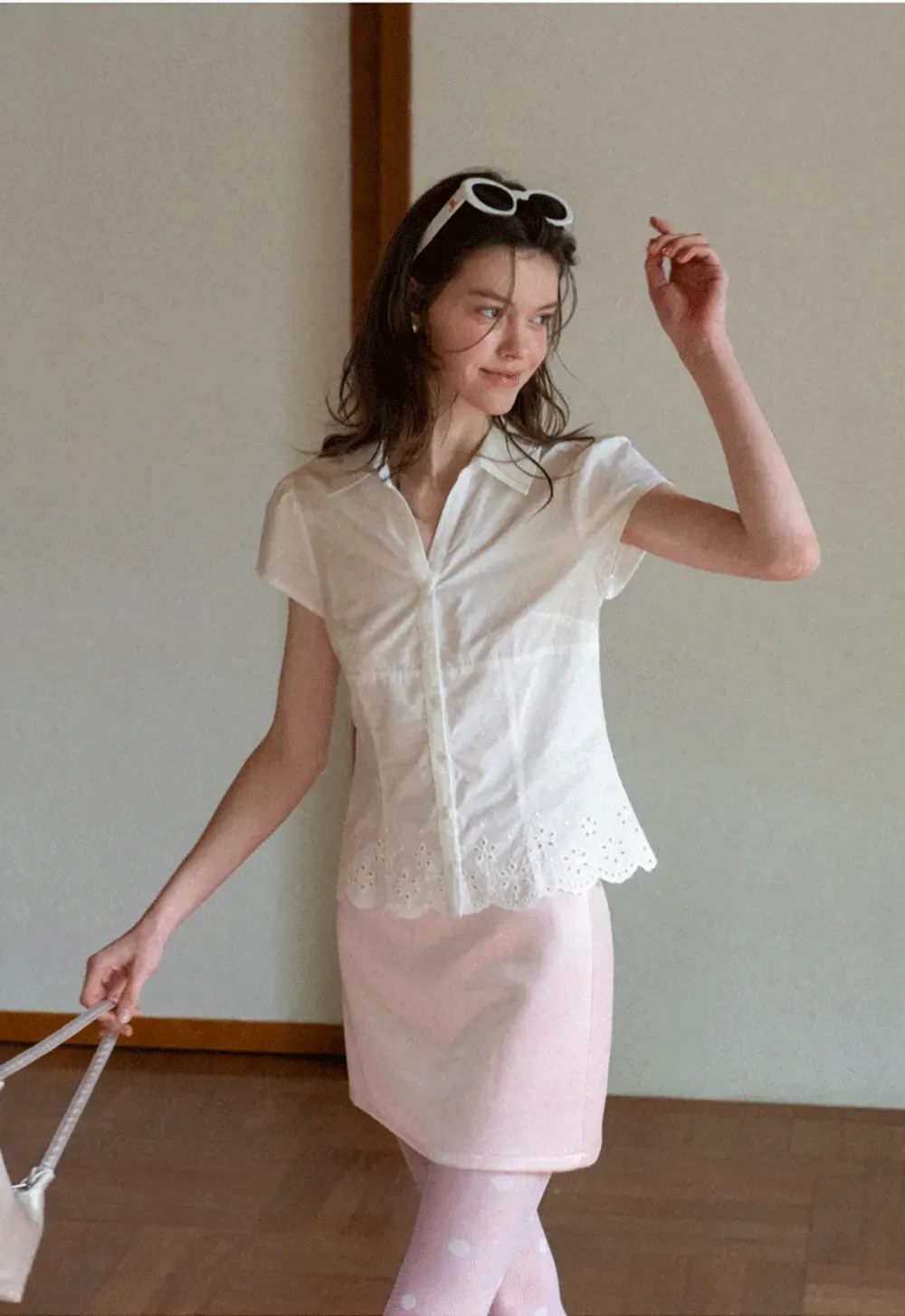 Lace Trimmed Button Down Shirt
