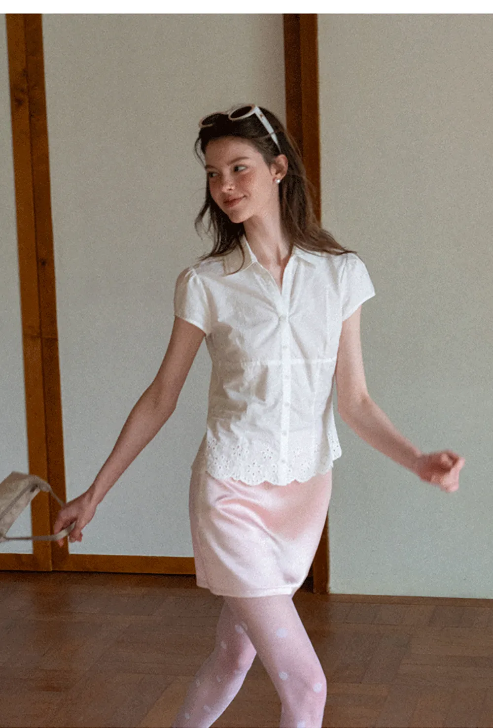Lace Trimmed Button Down Shirt