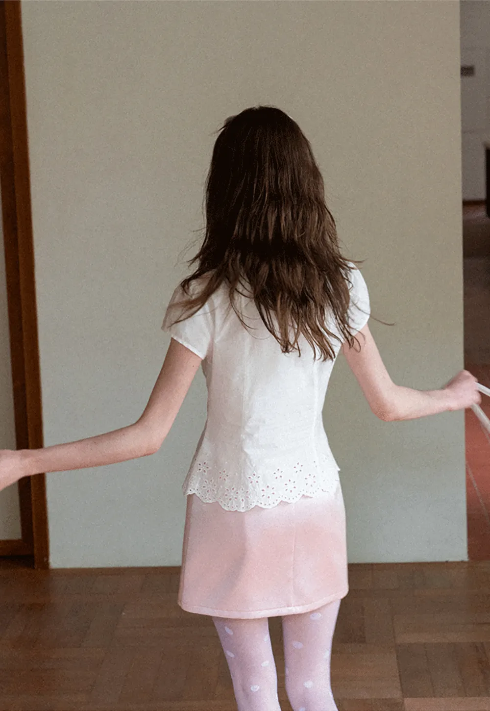 Lace Trimmed Button Down Shirt