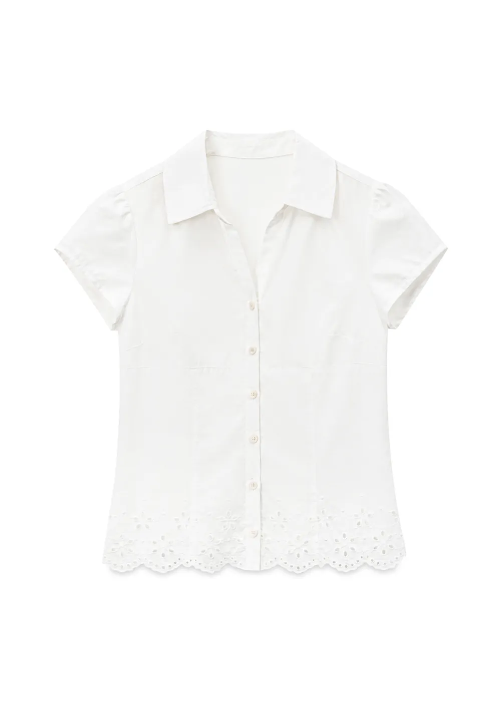 Lace Trimmed Button Down Shirt