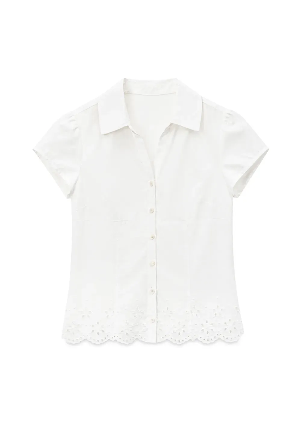 Lace Trimmed Button Down Shirt