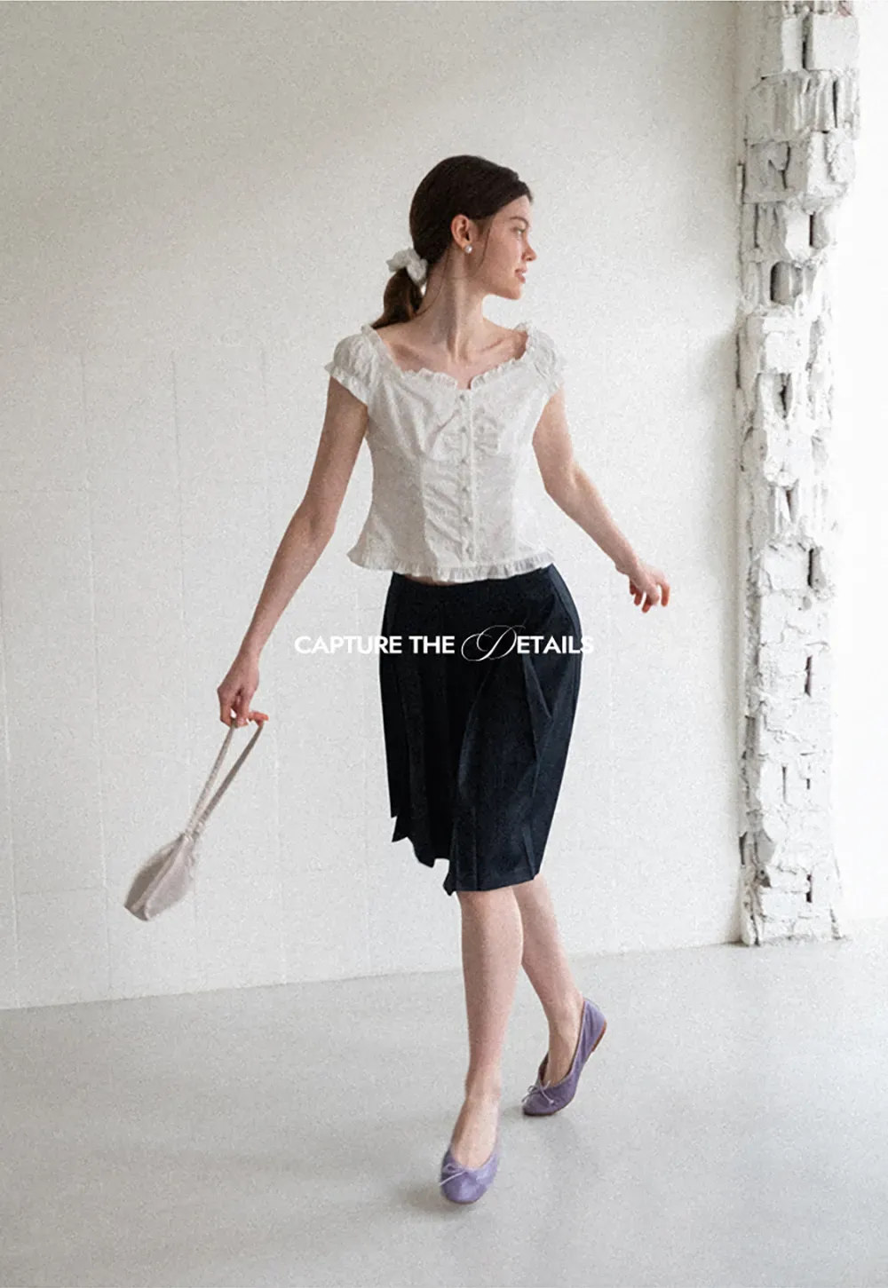 Ruffled Cap Sleeve Embroidered Button Front Shirt