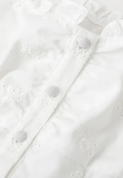 Ruffled Cap Sleeve Embroidered Button Front Shirt