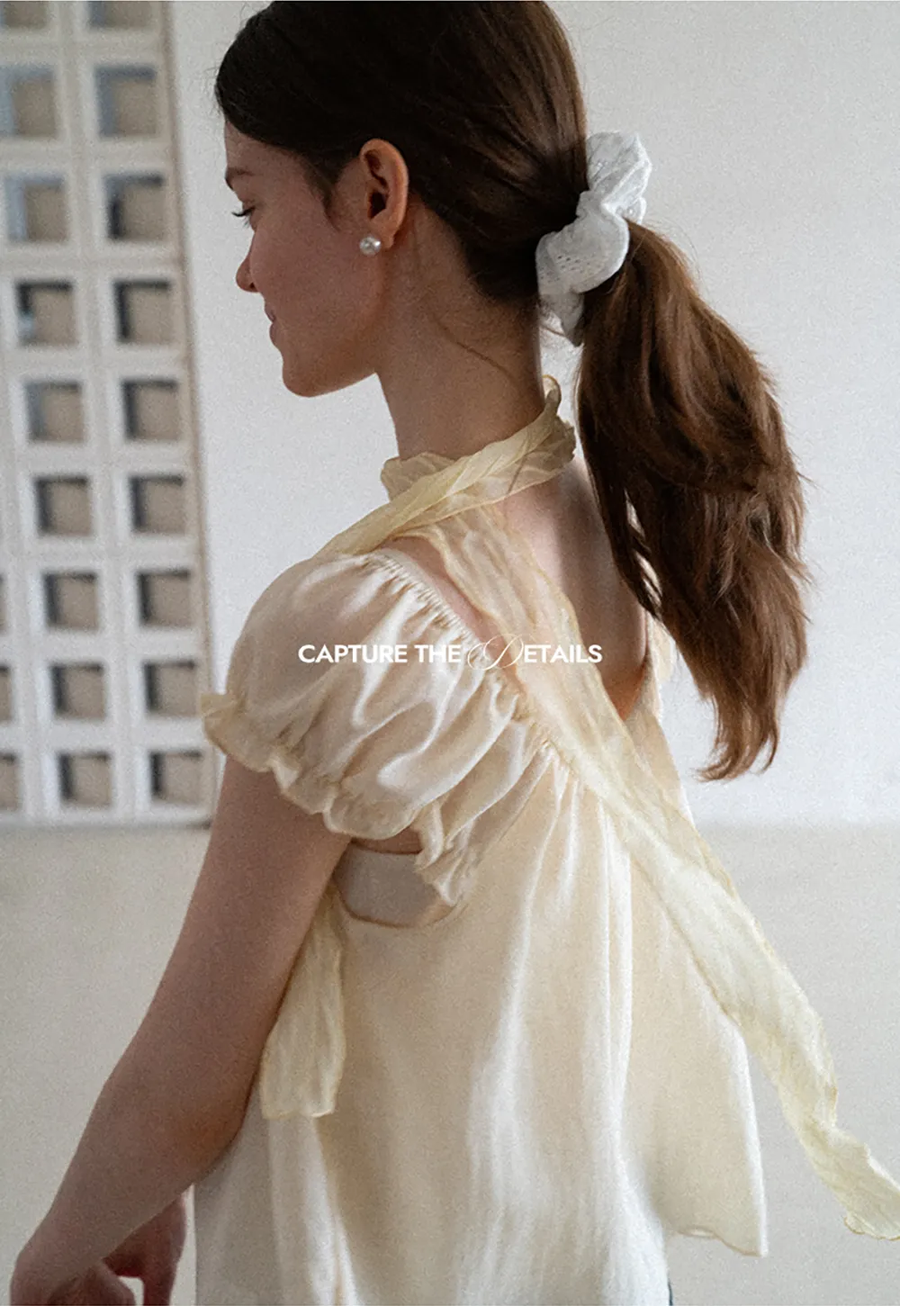Square Neck Ruffle Sleeve Tie Front Blouse