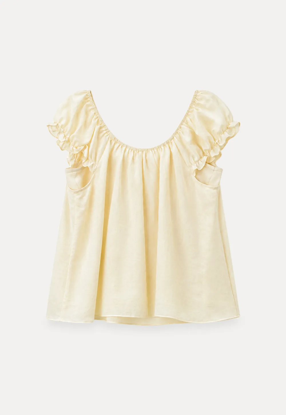Square Neck Ruffle Sleeve Tie Front Blouse