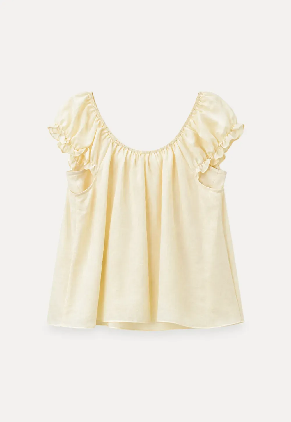 Square Neck Ruffle Sleeve Tie Front Blouse