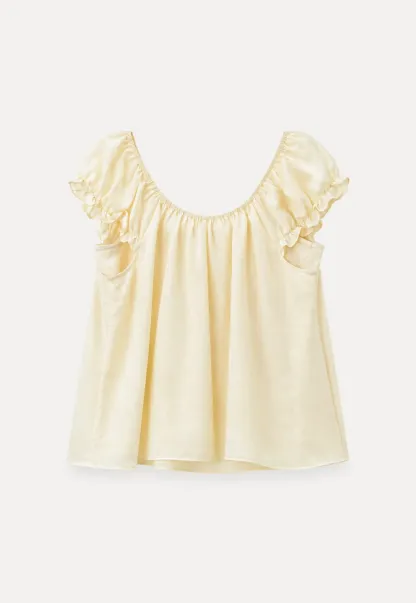 Square Neck Ruffle Sleeve Tie Front Blouse