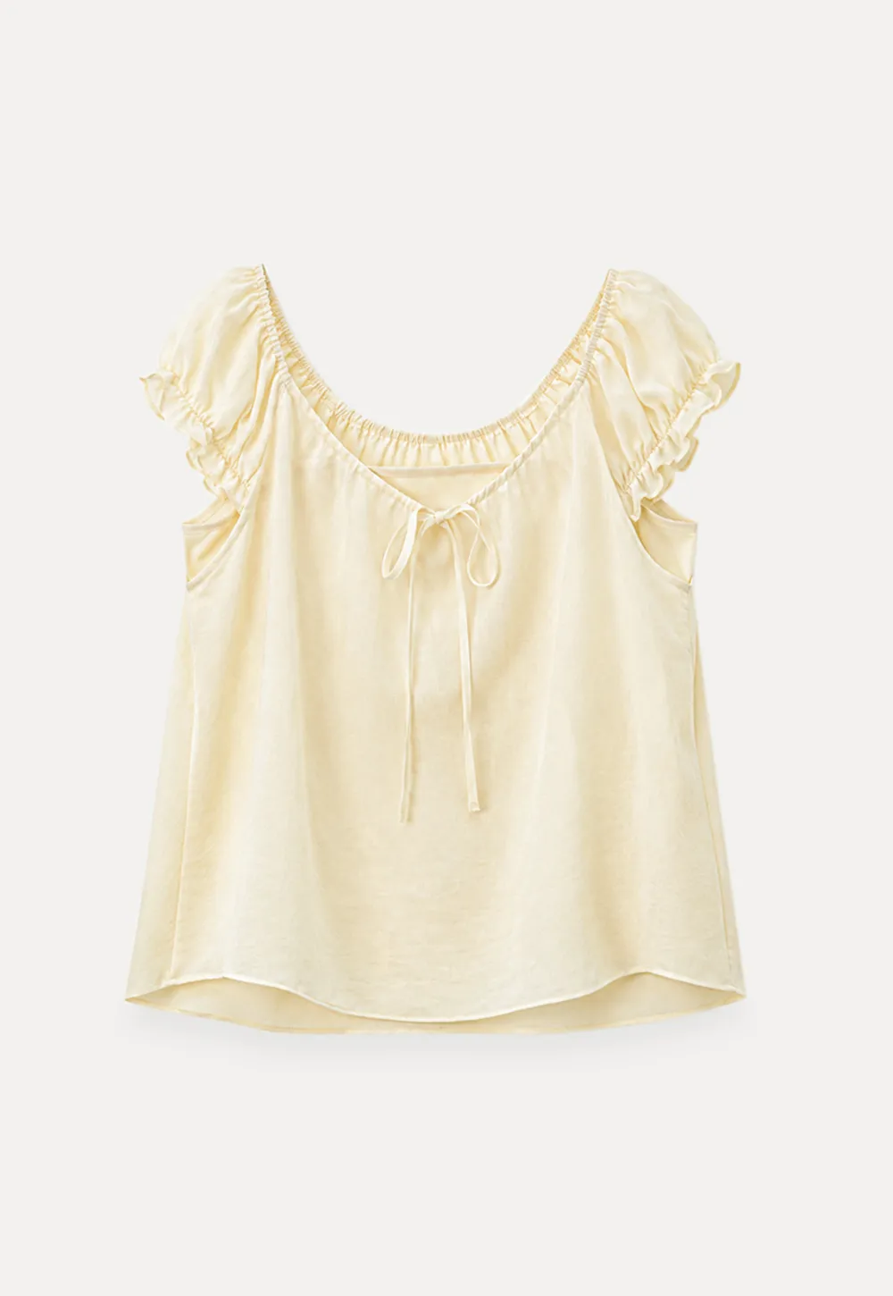 Square Neck Ruffle Sleeve Tie Front Blouse