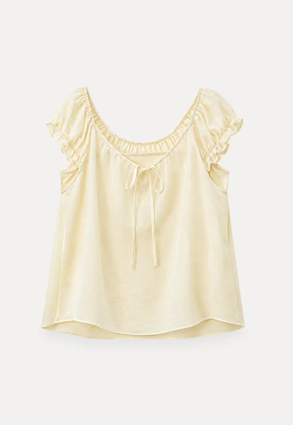 Square Neck Ruffle Sleeve Tie Front Blouse