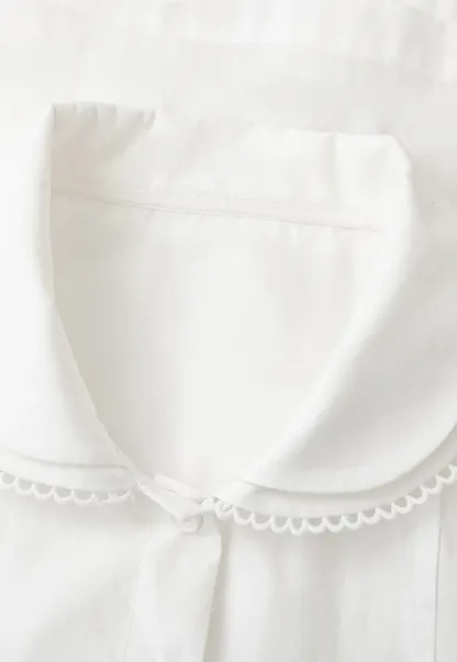 Pleated Collar Short Sleeve Shirt
