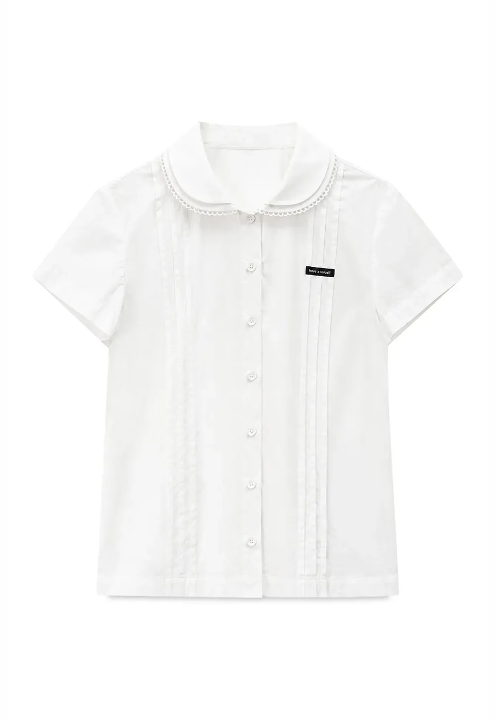 Pleated Collar Short Sleeve Shirt