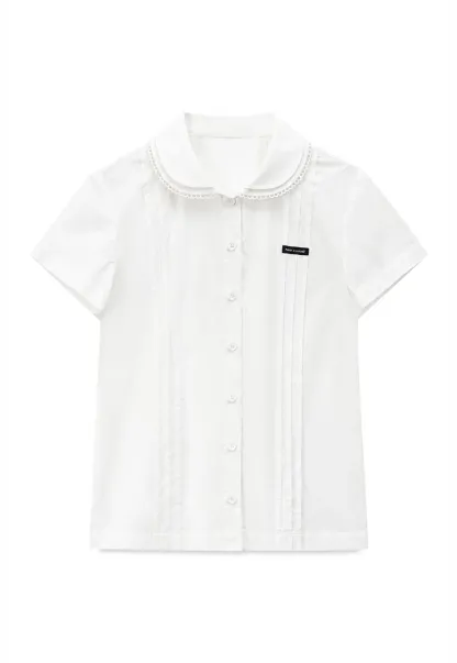 Pleated Collar Short Sleeve Shirt