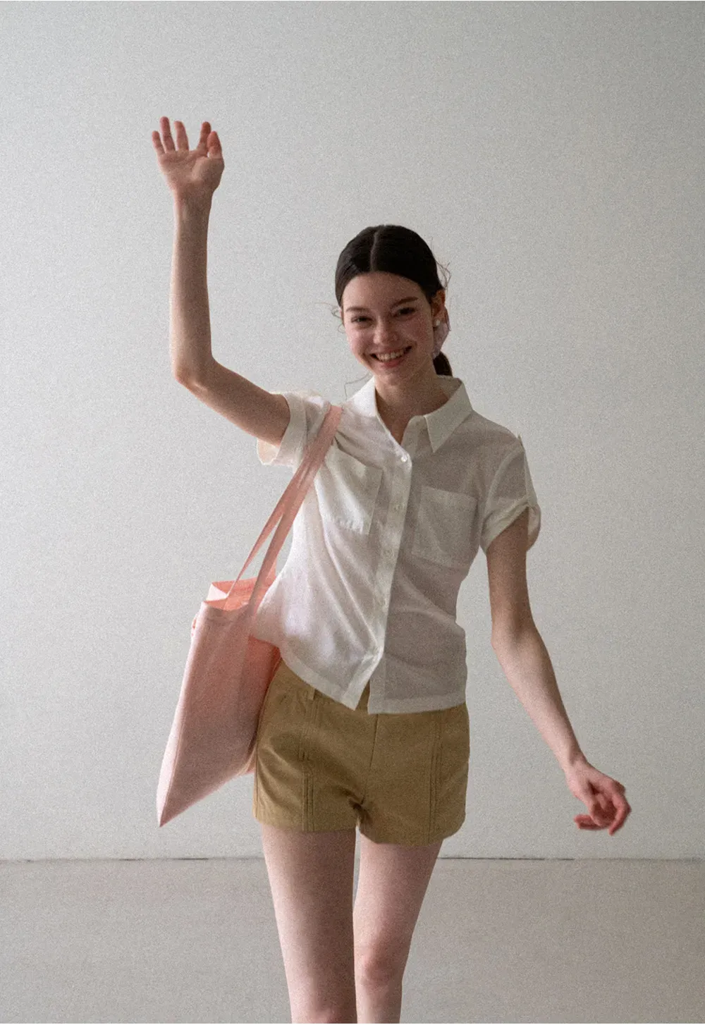 Cropped Collar Short Sleeve Shirt
