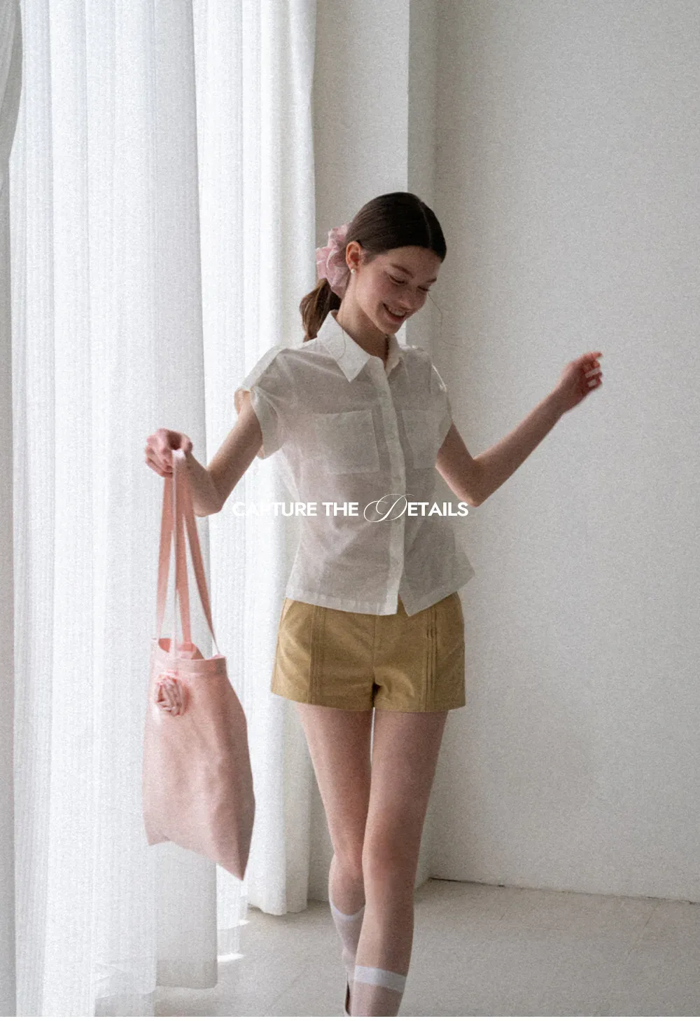 Cropped Collar Short Sleeve Shirt